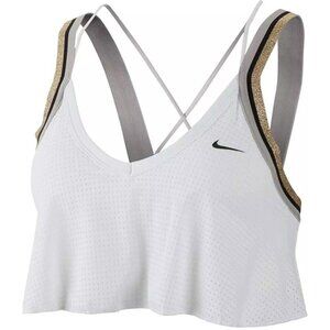 Nike Women's Glam Dunk Indy Bra 2 Sports Bra, White/Metallic Gold Sz. M NEW